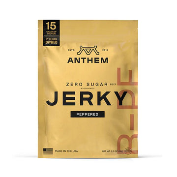 Anthem Snacks: Premium Beef Jerky - Peppered Sugar Free - Alpha Coffee