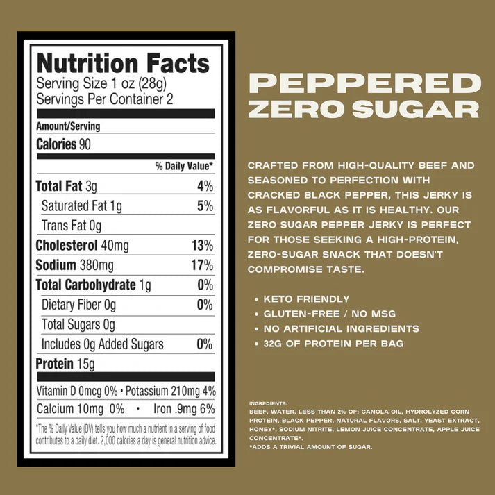 Anthem Snacks: Premium Beef Jerky - Peppered Sugar Free - Alpha Coffee