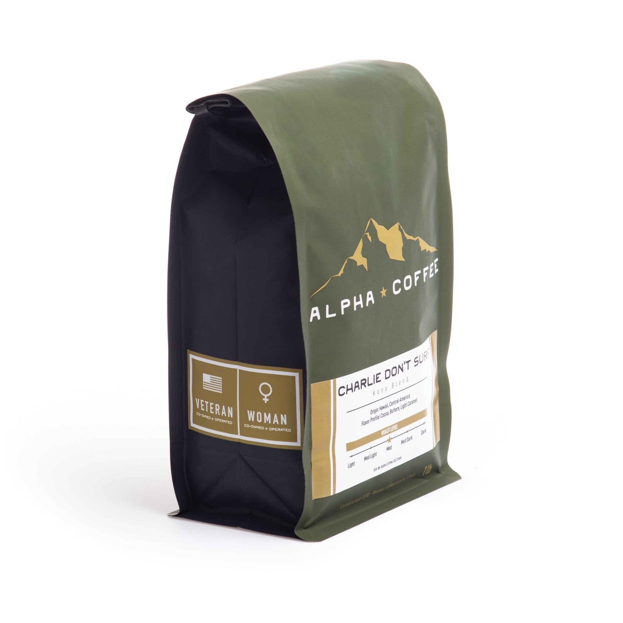 Charlie Don't Surf Coffee | Kona Blend Coffee Beans | Alpha Coffee