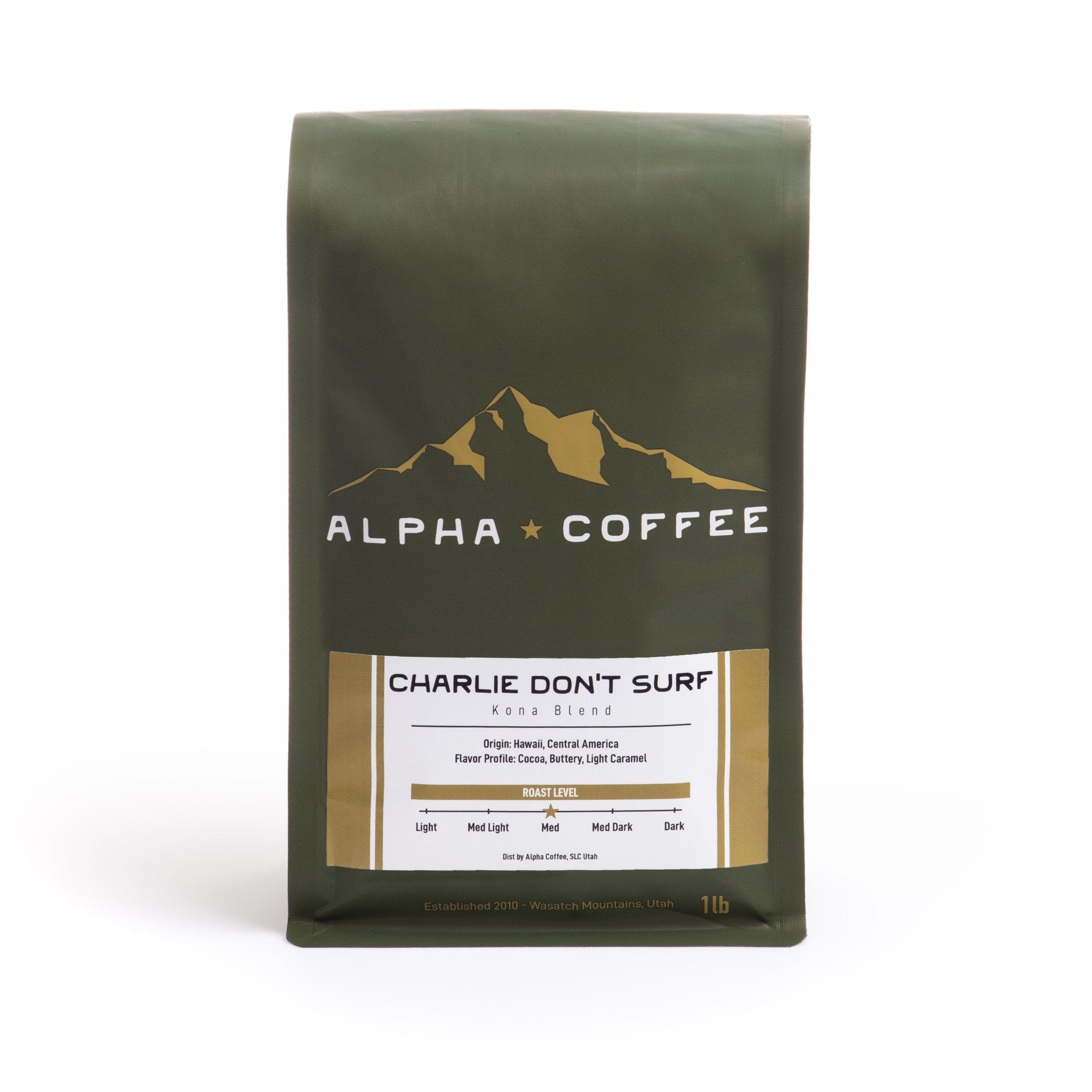 Charlie Don't Surf Coffee | Kona Blend Coffee Beans | Alpha Coffee