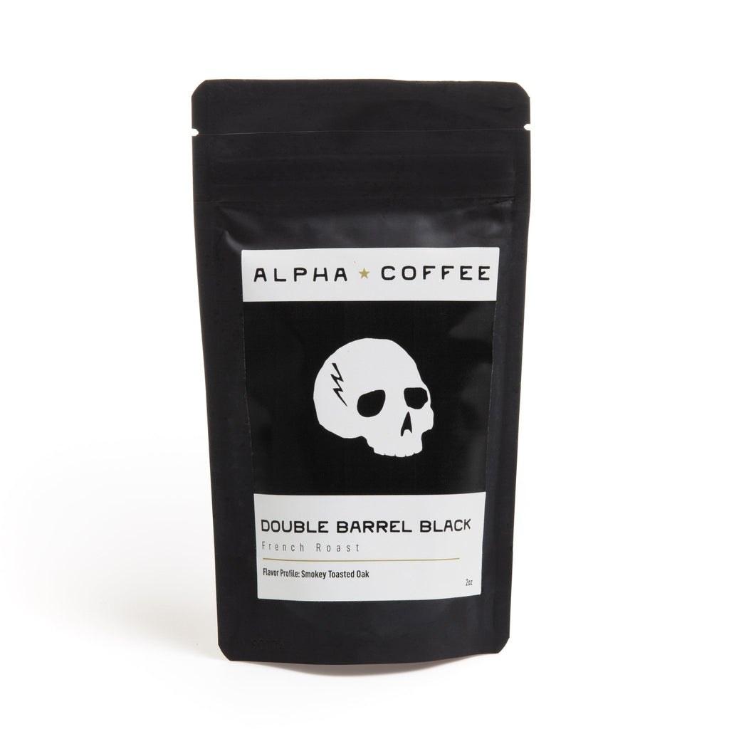 Double Barrel Black - French Roast Coffee - 2oz Sample Pack (WS) - Alpha Coffee