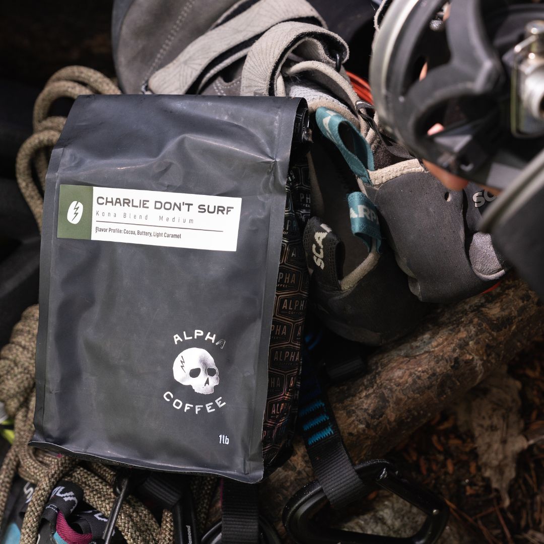 Charlie Don't Surf Coffee | Kona Blend Coffee Beans | Alpha