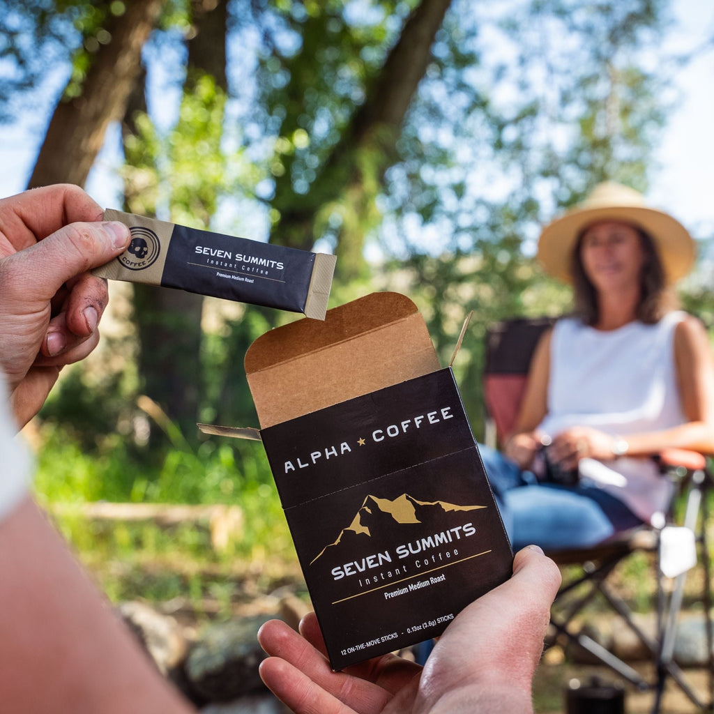 Seven Summits Instant Coffee - 1 Case of 12 Boxes of 12 On-the-Move Instant Coffee Sticks - Alpha Coffee