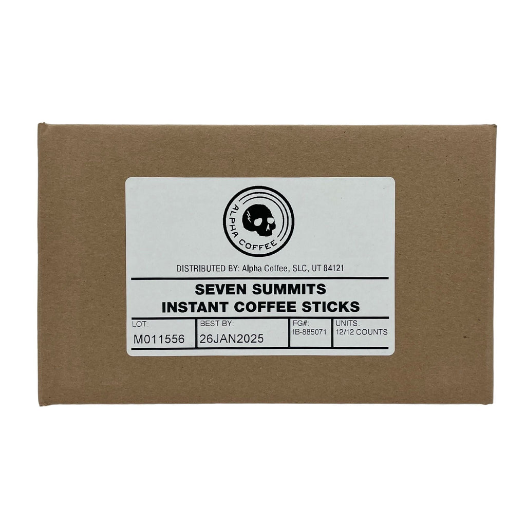 Seven Summits Instant Coffee - 1 Case of 12 Boxes of 12 On-the-Move Instant Coffee Sticks - Alpha Coffee