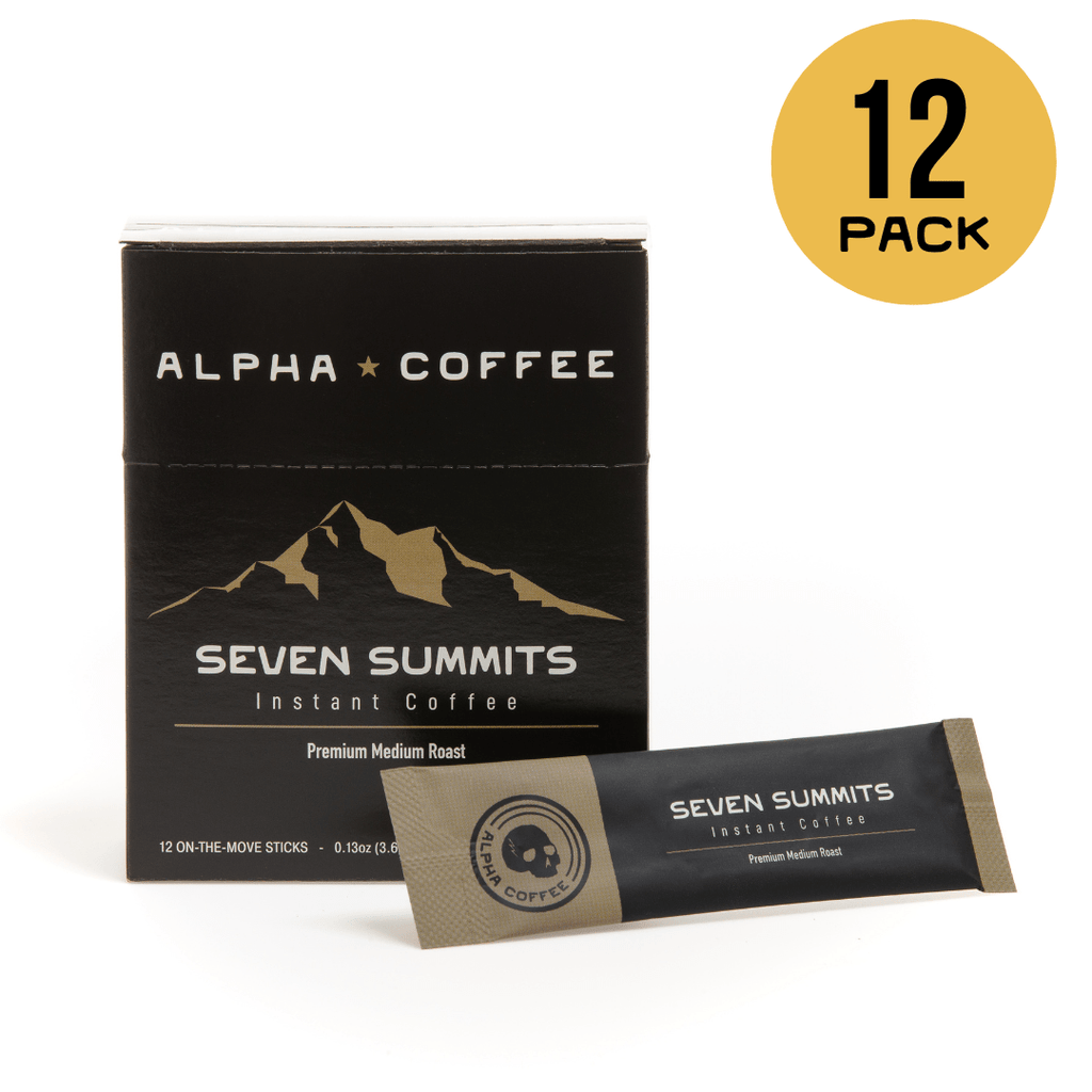 Seven Summits Instant Coffee - 1 Case of 12 Boxes of 12 On-the-Move Instant Coffee Sticks - Alpha Coffee